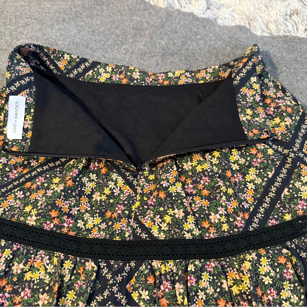 Lost + Wander Floral Skater Skirt - Black and Multicolor,Ortensia Mini Skirt - Picture 4 of 12